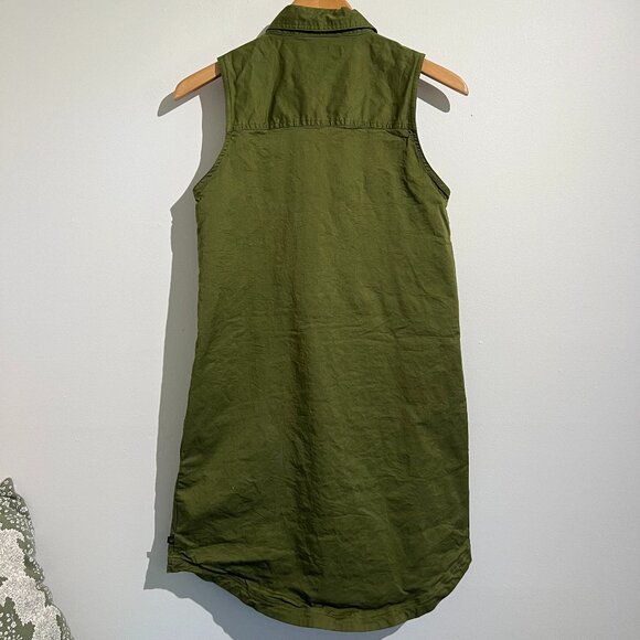 United By Blue Organic Cotton Green Button Down Collared Dress, Small - Picture 2 of 7